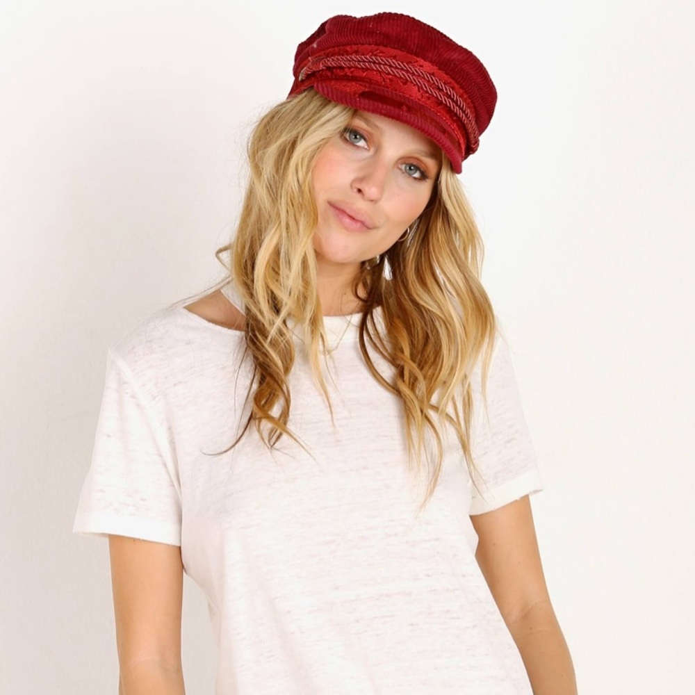 NWOT Brixton Albany Cap Burgundy Corduroy